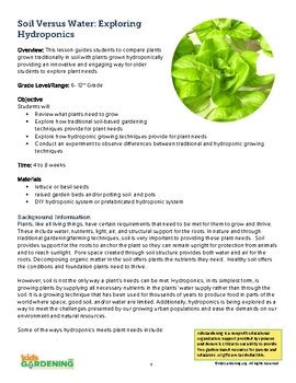 Exploring Hydroponics: A Classroom Lesson Guide .